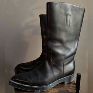 Prada Black Leather Moto Boots | Mid-Calf | Made in Italy
SIZE 40